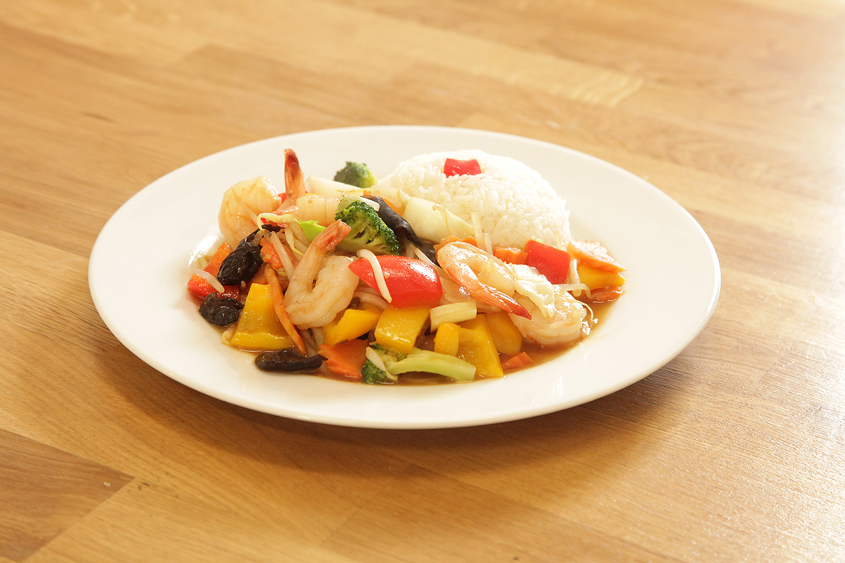 Crevettes sauté au gingembre